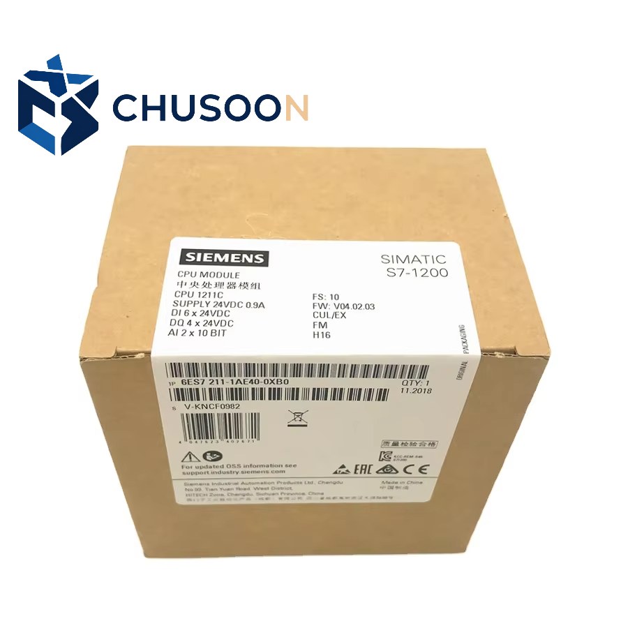 Original 6ES7211-1AE40-0XB0 S7-1200 CPU 1211C DC/DC/DC 6 Inputs 4 Transistor Outputs Compact PLC Controller